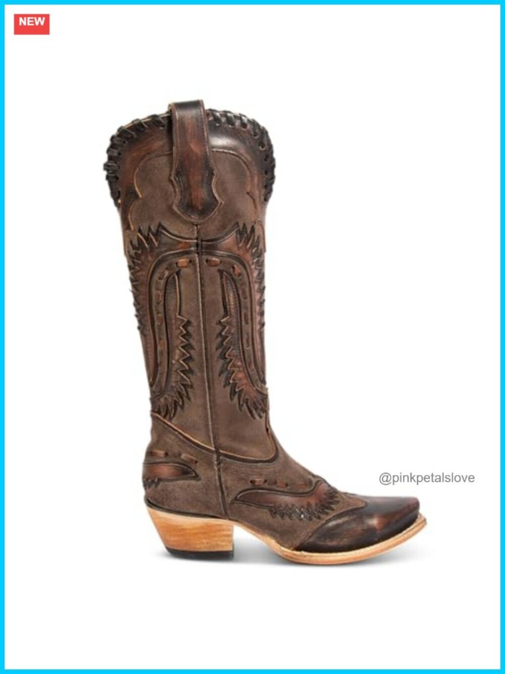 Women's Floral Embroidered Cowgirl Boots Chunky Low Heels Western Knee High